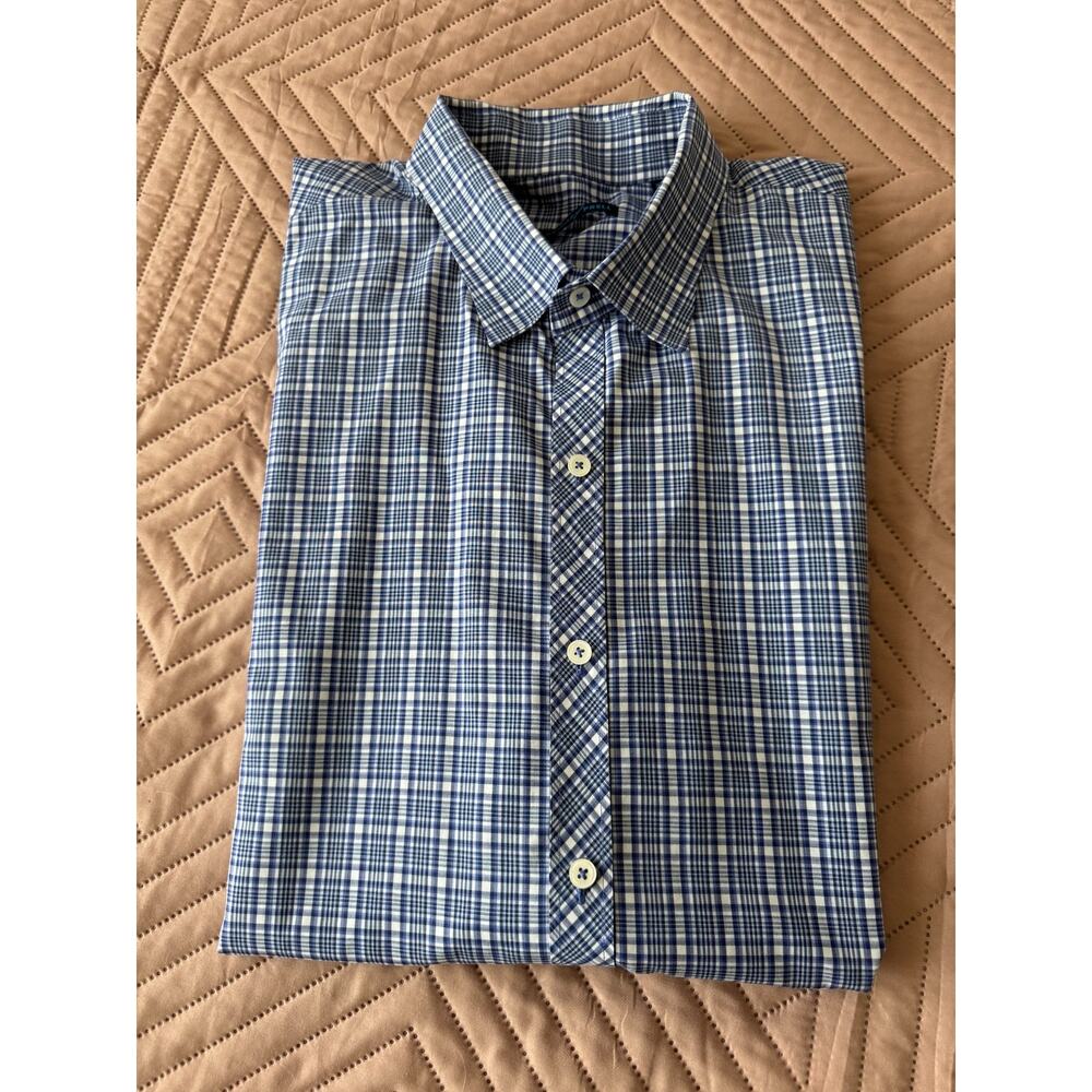 Zachary Prell Cotton Blue Plaid Short Sleeve Shirt SZ XXL EUC